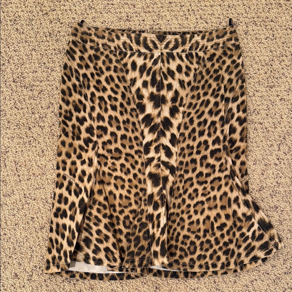 Roberto Cavalli Denim Leopard Print Women's Skirt size 48